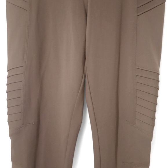 ATHLETA Moto Zip Delancy Tight Sculptek UPF 50+ Stretch Pockets Legging Taupe - Picture 6 of 12